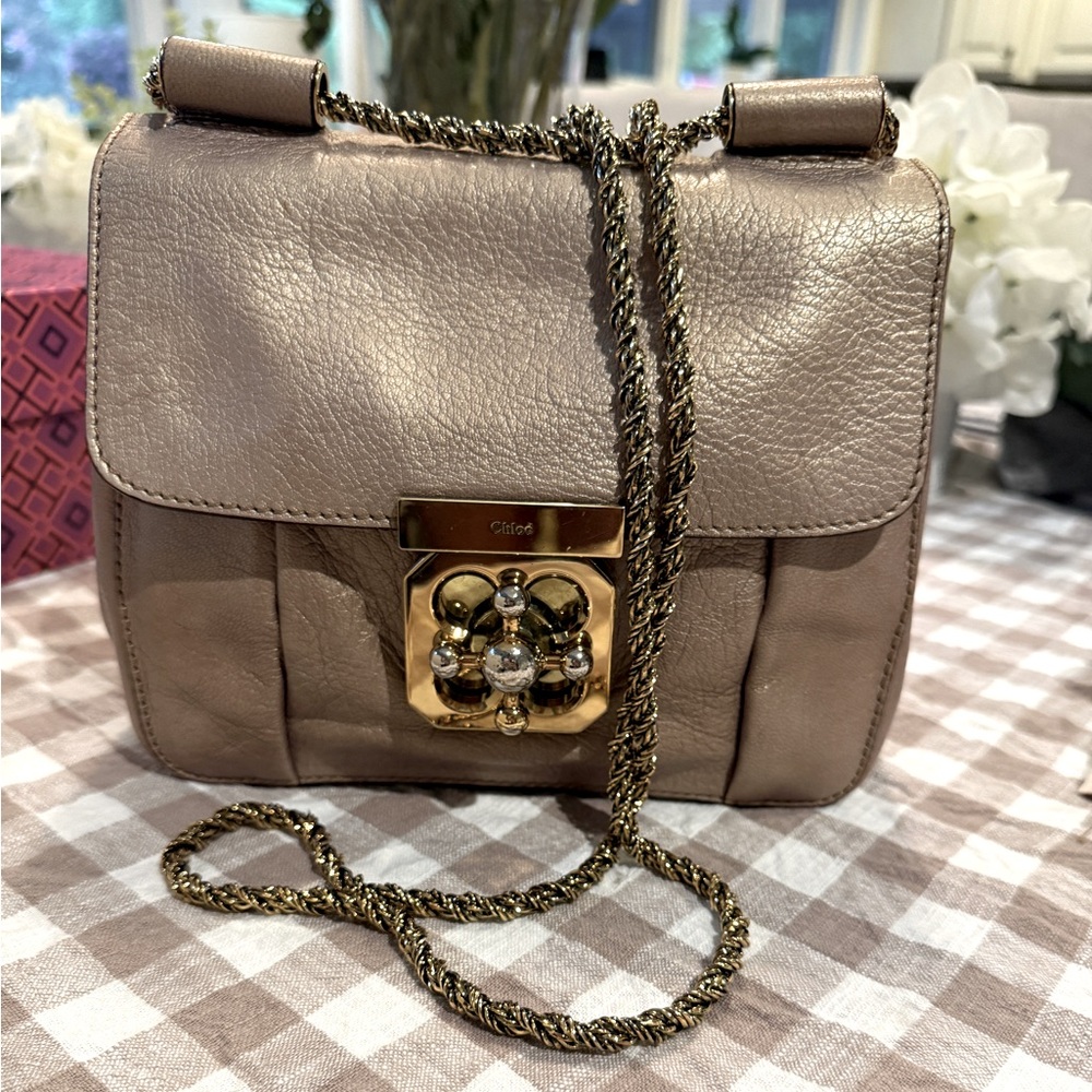 EUC Chloe Elsie metallic leather bag